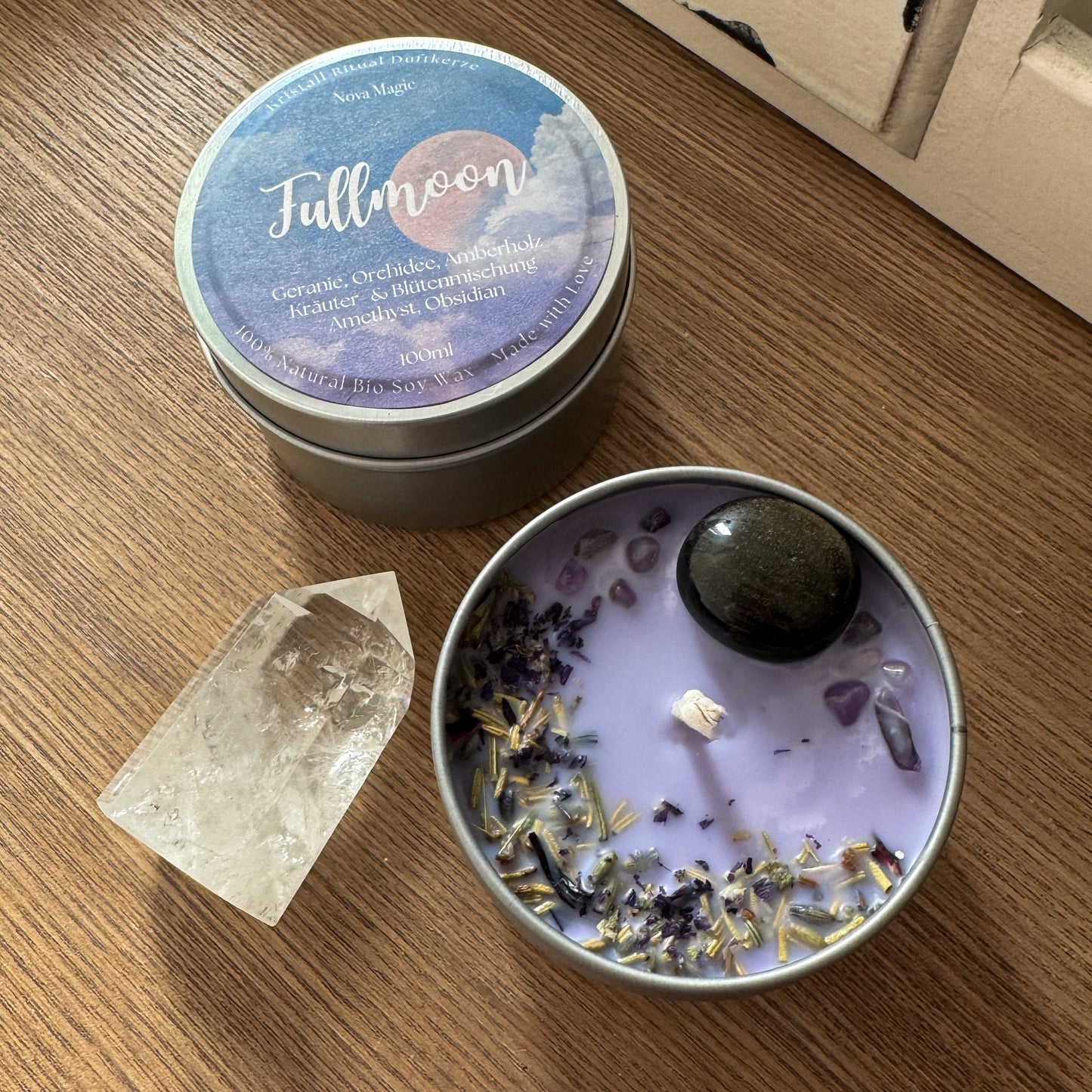 "Vollmond" Kristall Ritualkerze