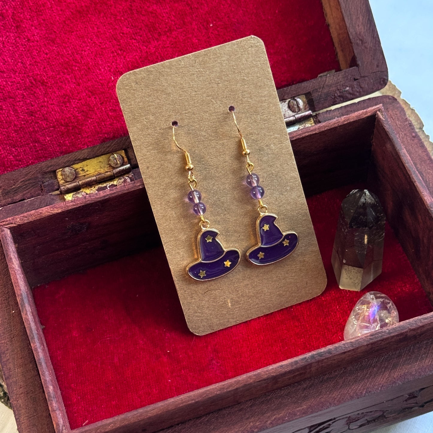 Ohrring Paar "Purple Witch" Gold