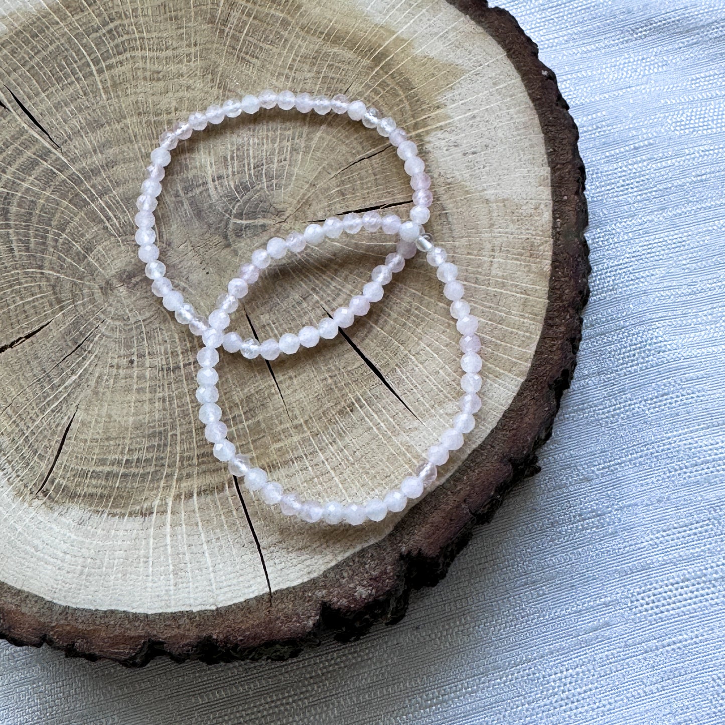 Rosenquarz Perlenarmband facettiert