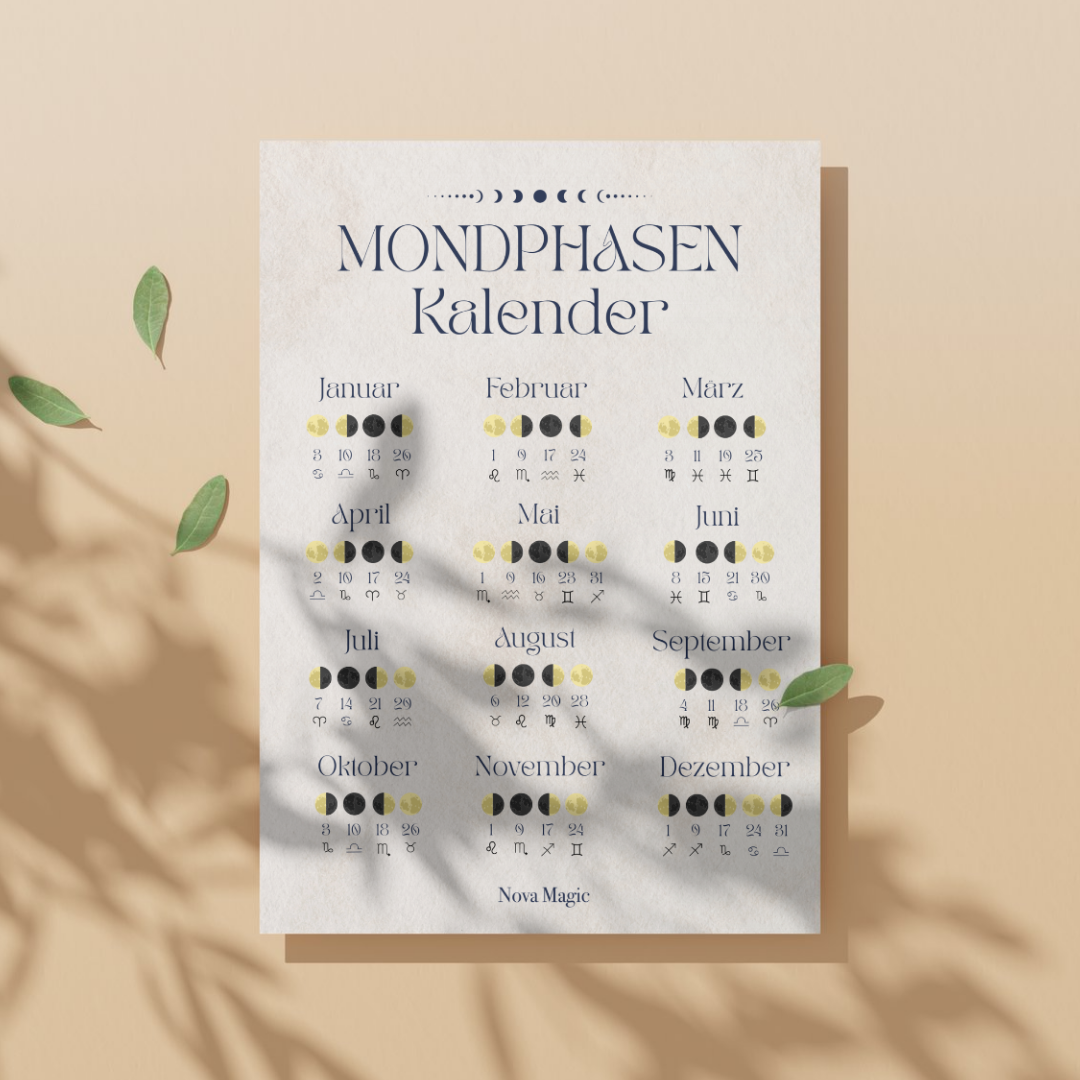 Mondphasen Kalender 2026 - DIGITALER Kunstdruck