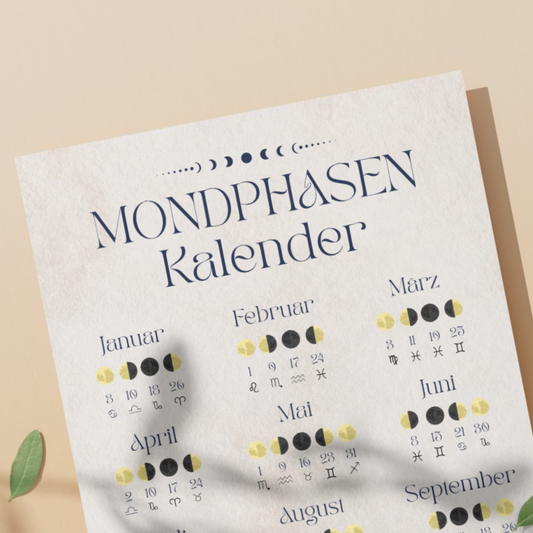 Mondphasen Kalender 2026 - DIGITALER Kunstdruck