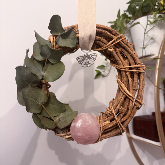 Handgefertigter Türkranz - Rosenquarz