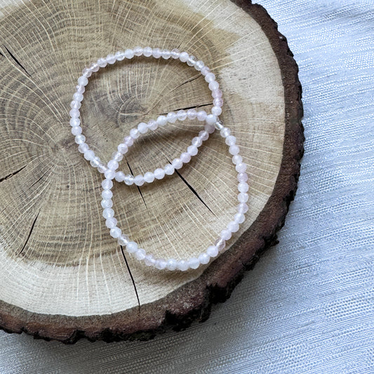 Rosenquarz Perlenarmband facettiert